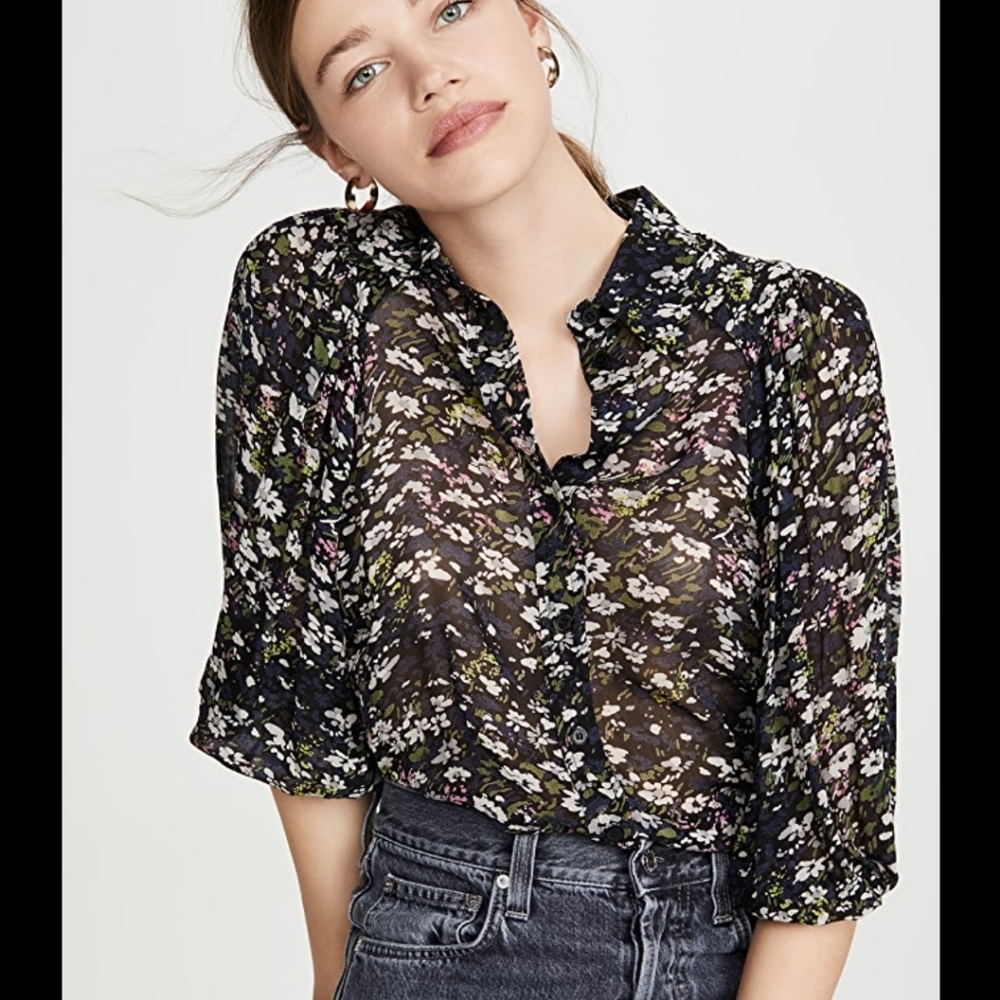 Ganni floral-print georgette blouse